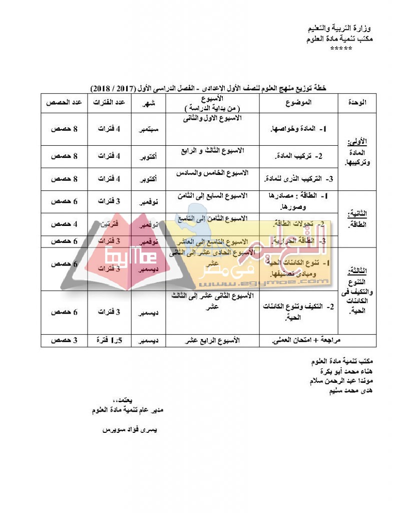 ننشر توزيع مناهج العلوم للمرحلة الإعدادية 2017 / 2018 _Page4-791x1024